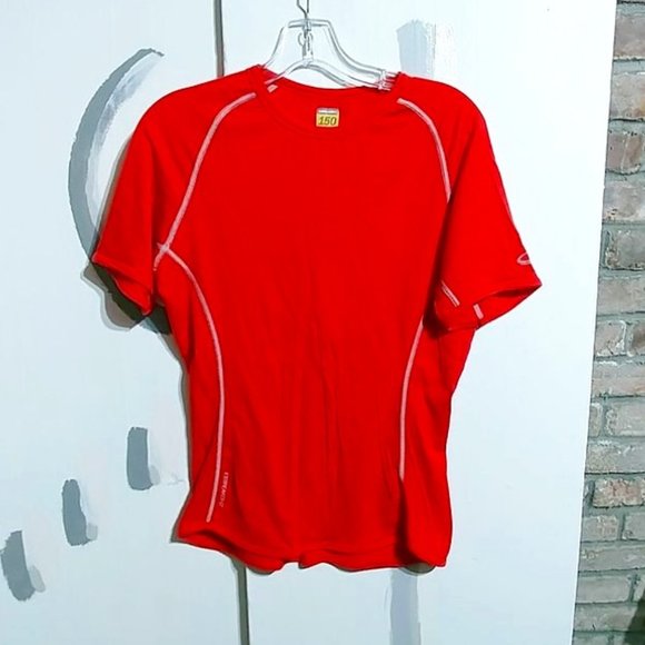 EUC Icebreaker GT Merino Wool 150 Ultralite Short Sleeve Tee Bright Red Womens L - Picture 1 of 10